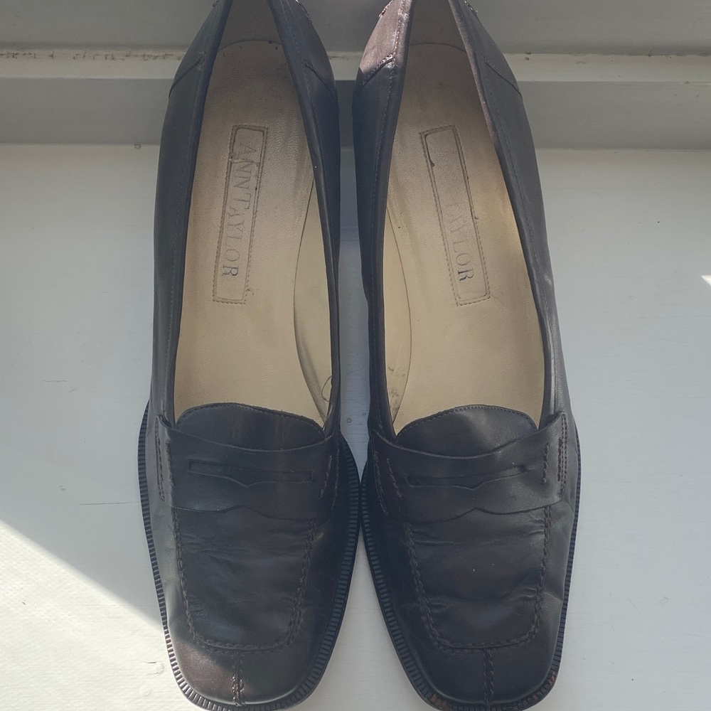 Ann Taylor Dark Brown Leather Heels